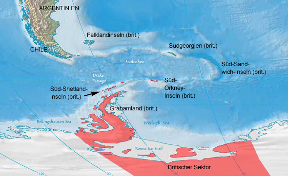 Landkarte map British Antarctic Territory Britisches Antarktis-Territorium